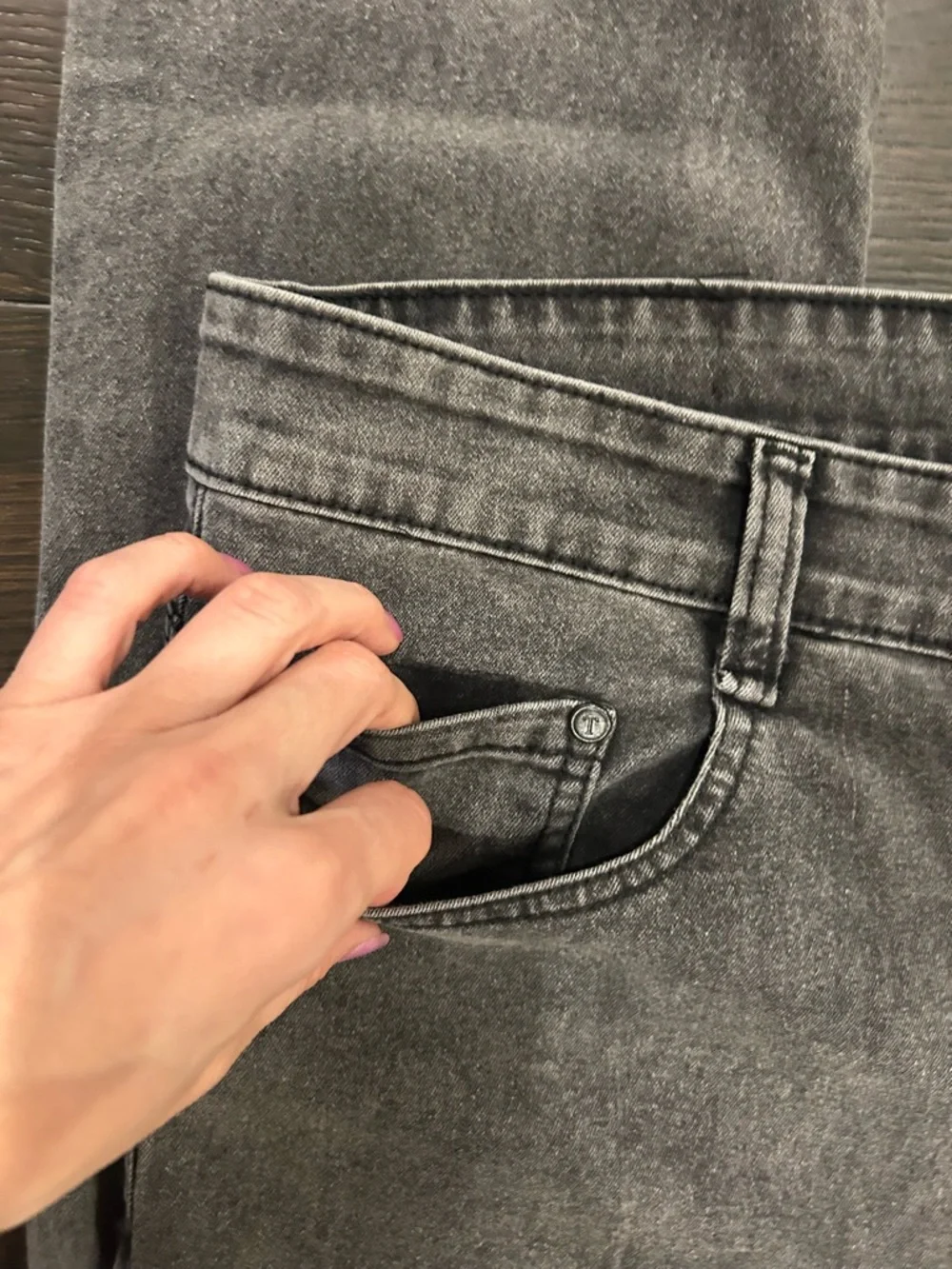 Triumph Over Tragedy Dark Grey Cloud Wash Slim Straight Stretch Denim Jeans
